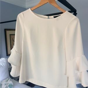 J Crew Women’s Cream Ruffle Sleeve Blouse